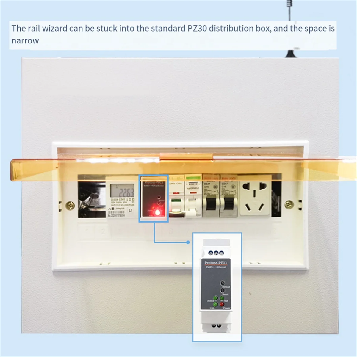 DIN-Rail Serial Port RS485 to Ethernet Converter Server Protoss MQTT PE11-H Support Modbus TCP RTU Z