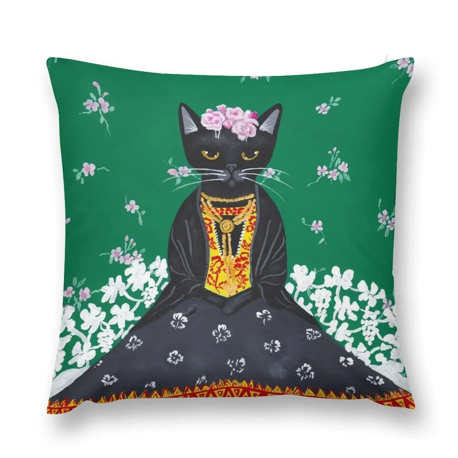 

Black Cat Portrait Throw Pillow christmas pillow case christmas supplies pillow