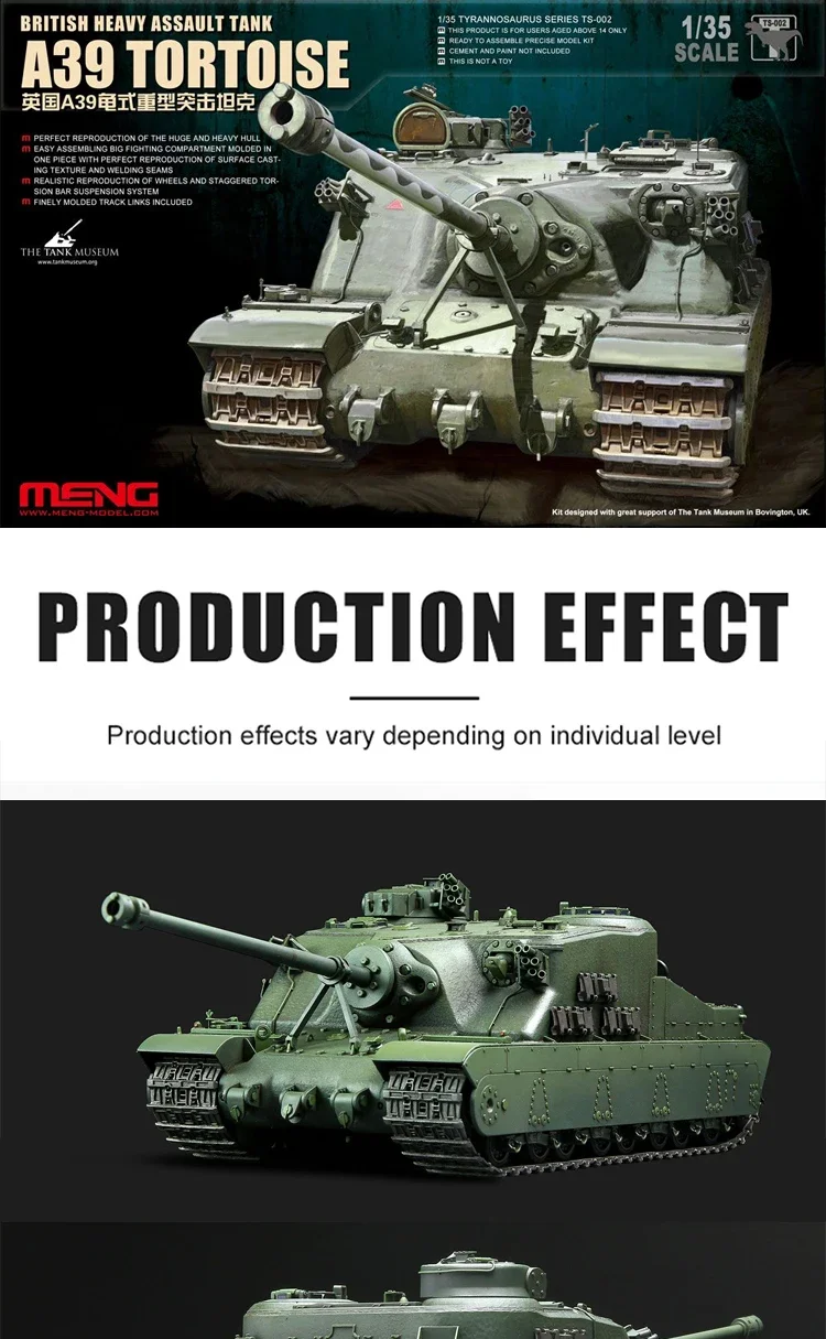 Tanque MENG montar kit de modelo de plástico TS-002 Tanque de assalto pesado britânico A39 tartaruga 1/35