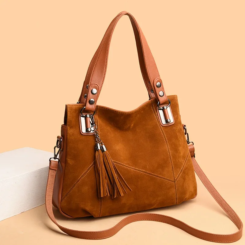 Bolsos de mano de gran capacidad con cremallera de gamuza sintética a la moda para mujer, gran oferta 20225, bolsos de hombro de estilo clásico simples y versátiles para ir al trabajo