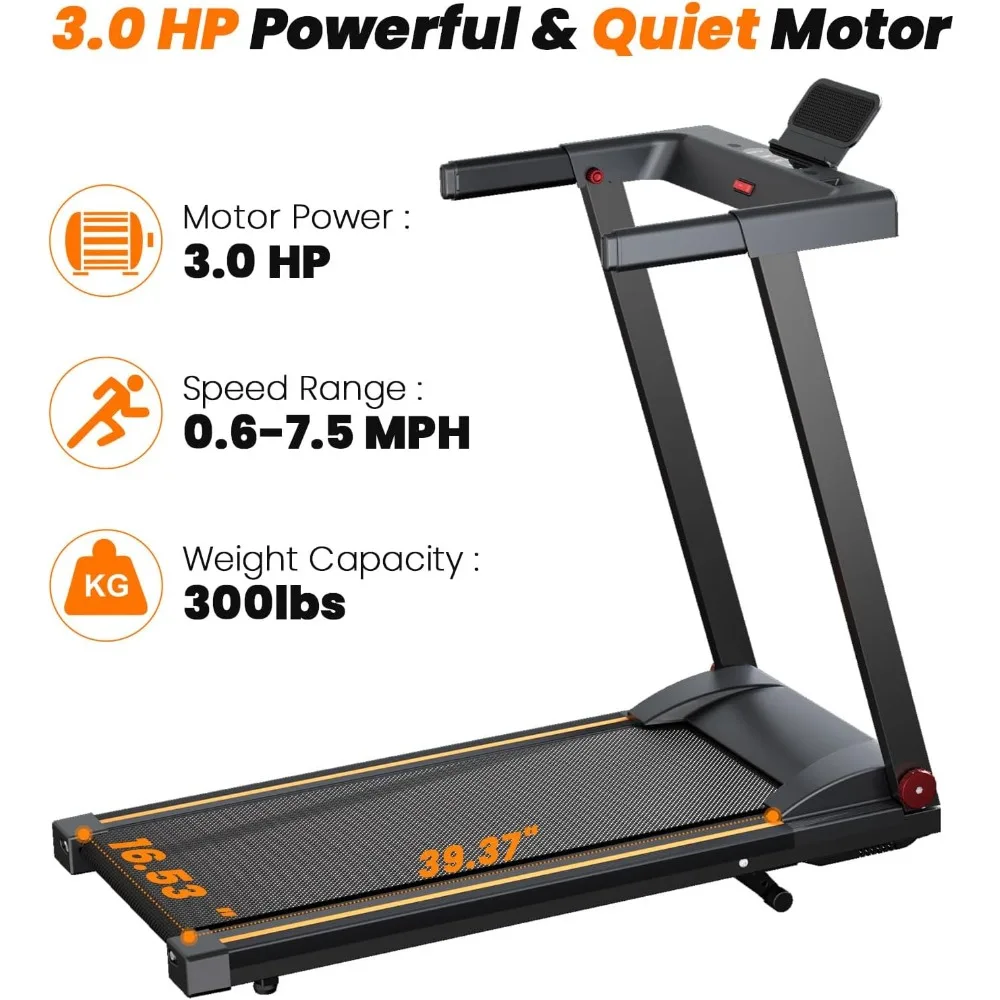 جهاز سير مدمج 4 في 1 قابل للطي مع مائل للياقة البدنية المنزلية، سعة 300 رطل، مثالي للمساحات الصغيرة