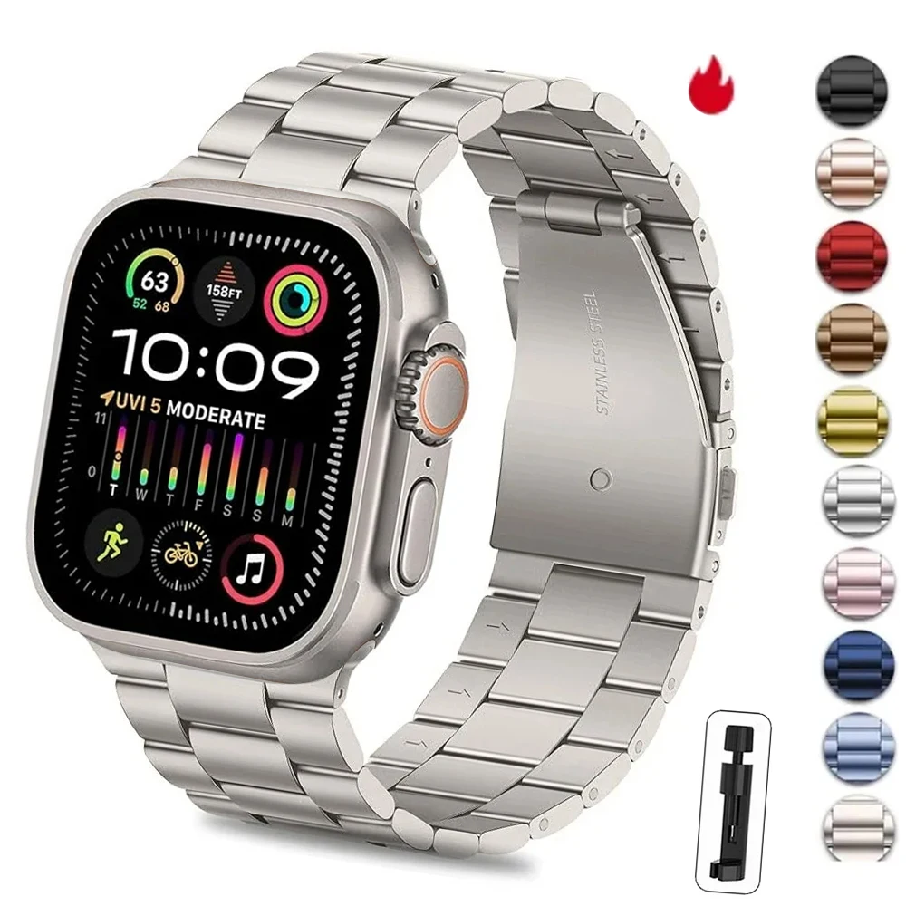 

Ремешок из нержавеющей стали для Apple Watch Ultra 2 Band 46 мм 49 мм 40 мм 44 мм 42 мм 41 мм 45 мм Браслет IWatch Series 10 9 8 7 SE 6 5 4