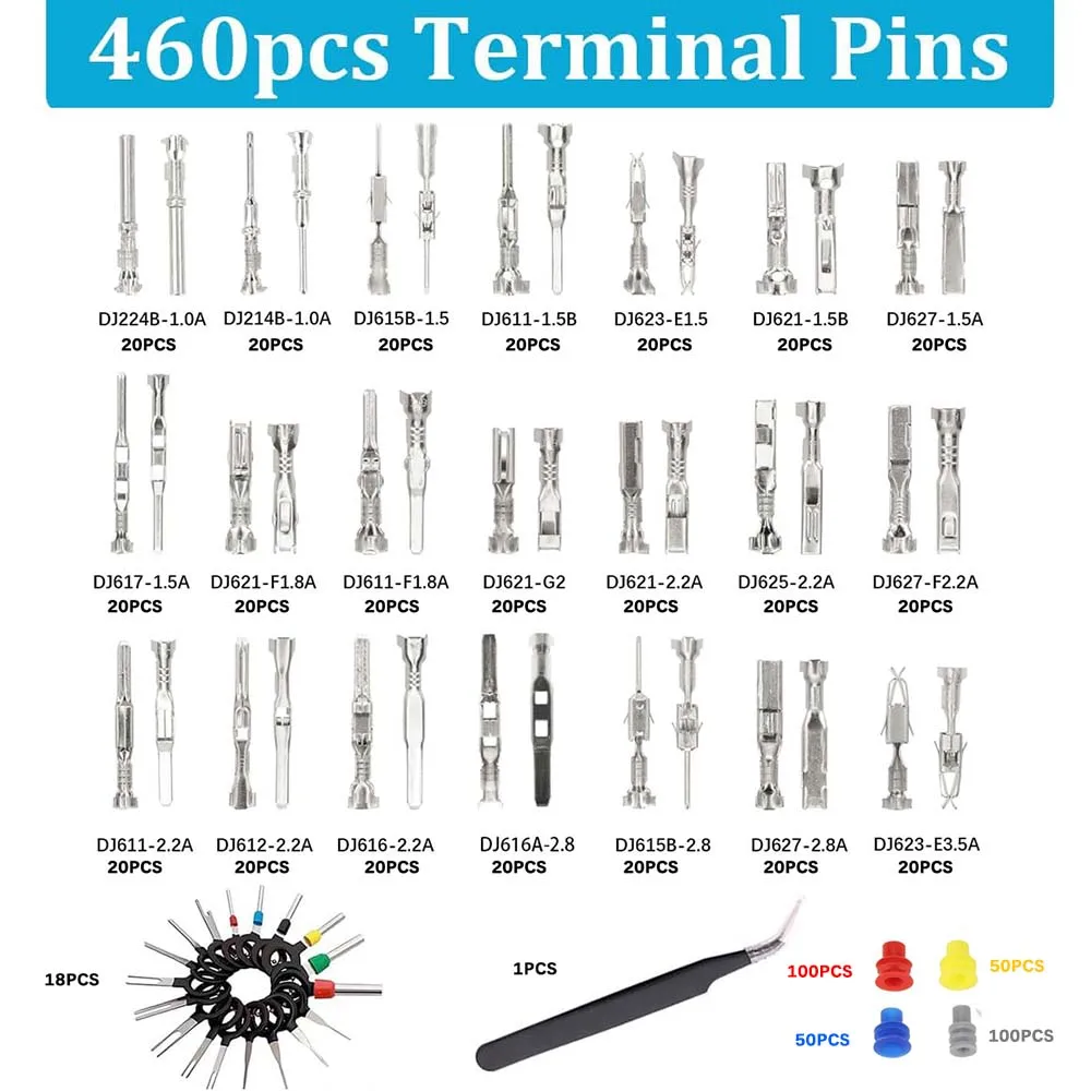 720-teiliges Set für elektrische Kabelanschlüsse, 1/1,5/1,8/2,2/2,8/3,5 mm, abnehmbare Stecker und Buchsen, nicht isolierte Crimp-Pins – Detail 1