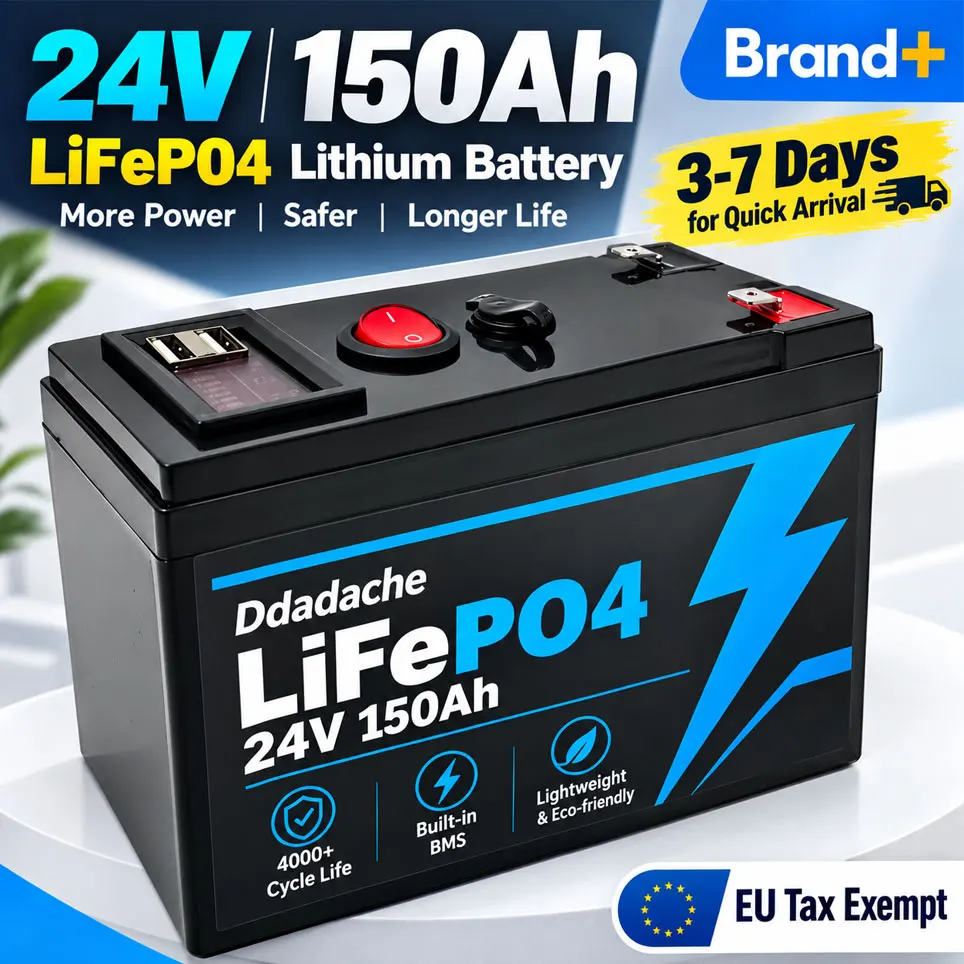 Wiederaufladbare LiFePO4 Lithium-Batterie 24V 150Ah 4000+ Tiefzyklen, Polen-Lager Schnelle Lieferung für Solar- und Windanlagen, Beleuchtung, Elektrofahrzeuge, Kleine USV