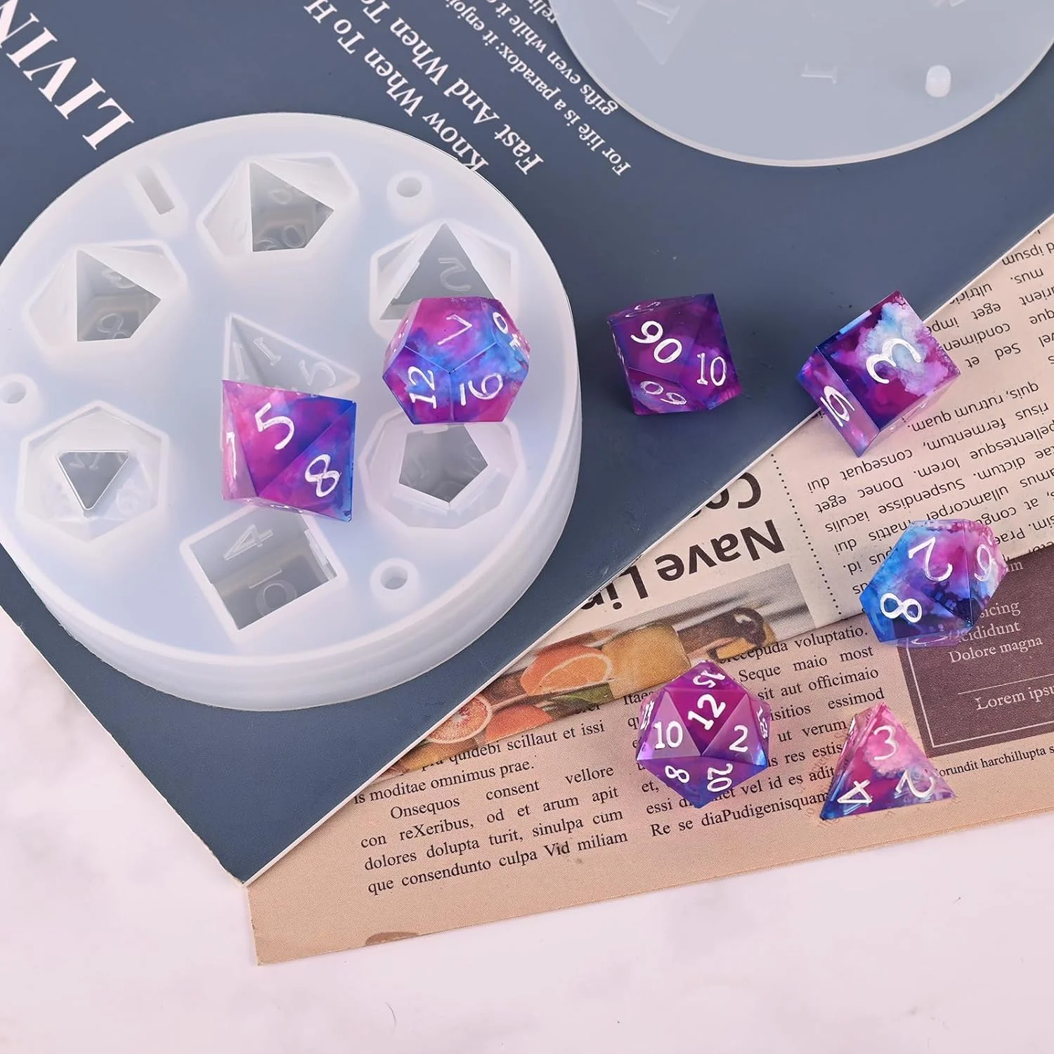 7 Shapes Dice Silicone Mold Polyhedral Dice Mold Epoxy Resin Casting Dice Mold Set DND Dice Digital Table Board Game Resin Mold