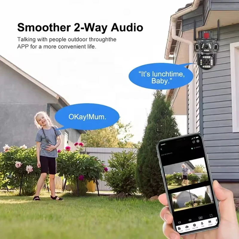 Three screen camera outdoor high-definition outdoor waterproof 360 degree wide-angle intelligent monitoring camera