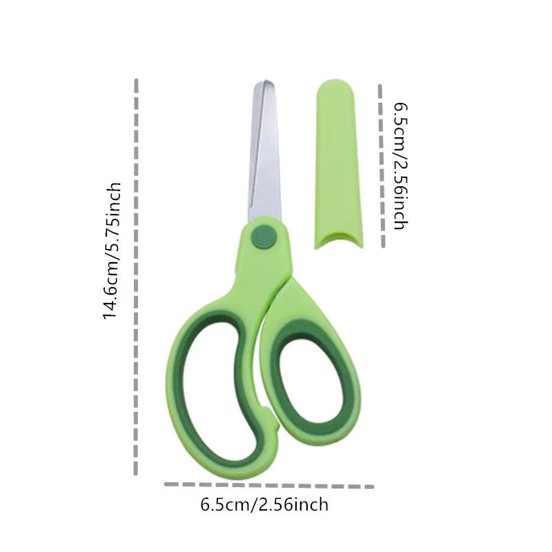 Left-Handed Safety Scissors for Kids DIY Paper Cutting Tool with Sleeve Student Stationery Scissors
