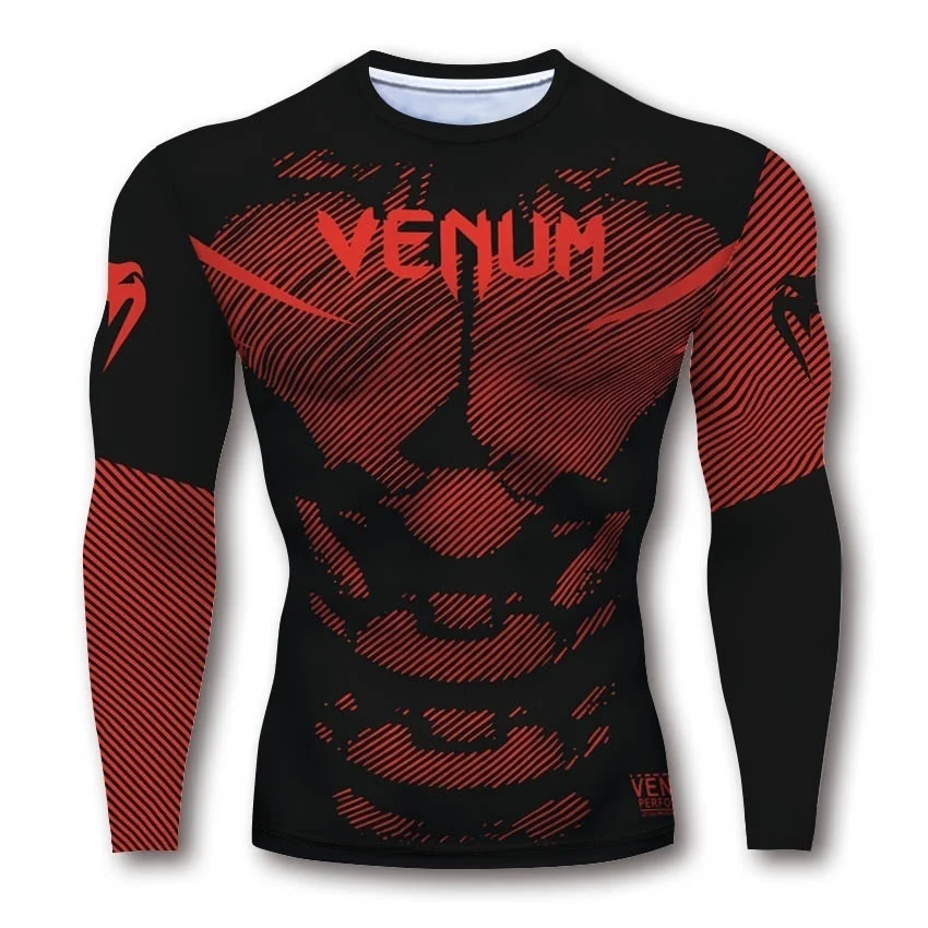 Camisa Esportiva Masculina de Manga Longa com Estampa de Dragão, Tecido Respirável e Elástico para Treino de MMA, Fitness e Uso Diário