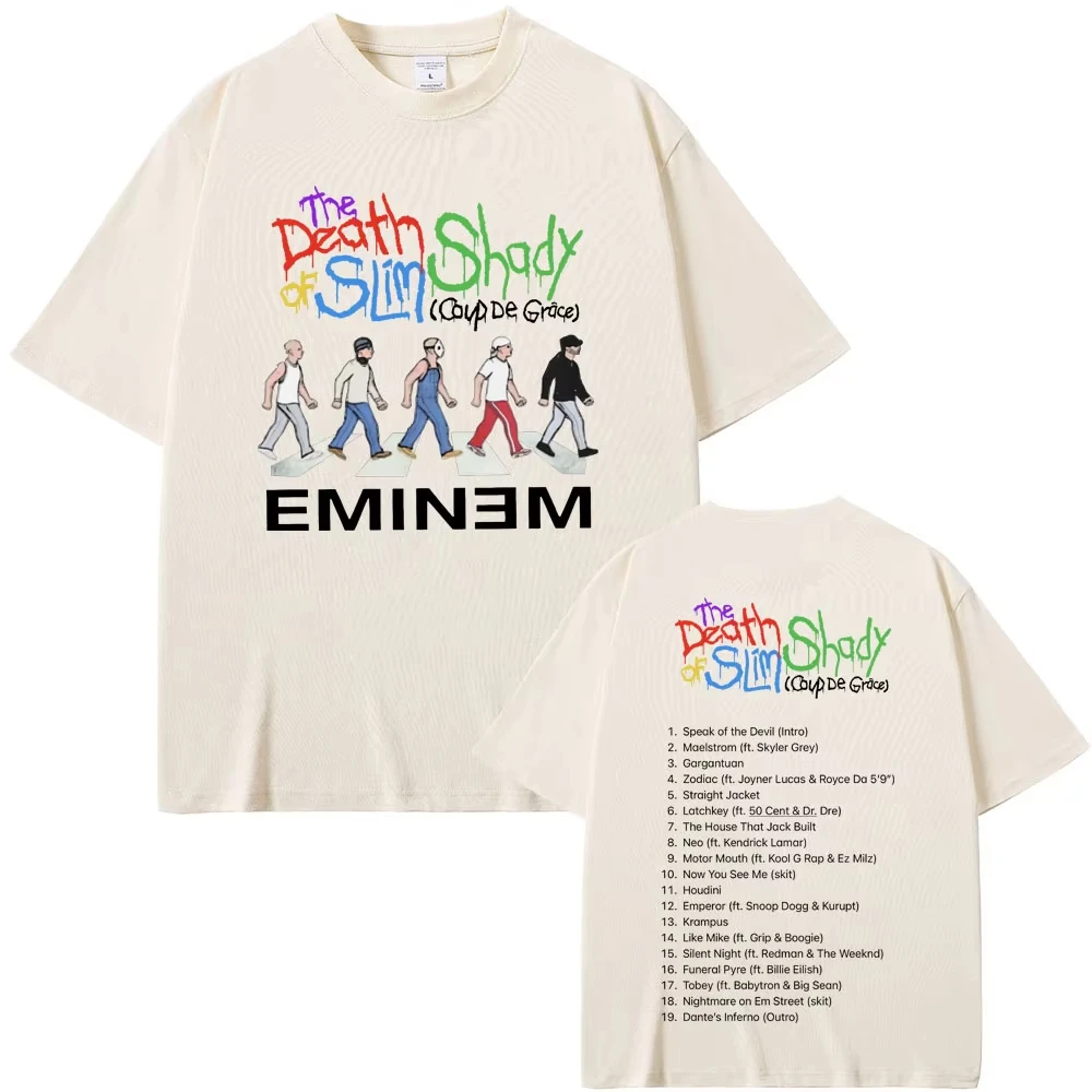 محدودة الهيب هوب مغني الراب ايمينيم الموت سليم شادي تي شيرت الرجال النساء القطن المتضخم التي شيرت الذكور خمر تي شيرت على الموضة