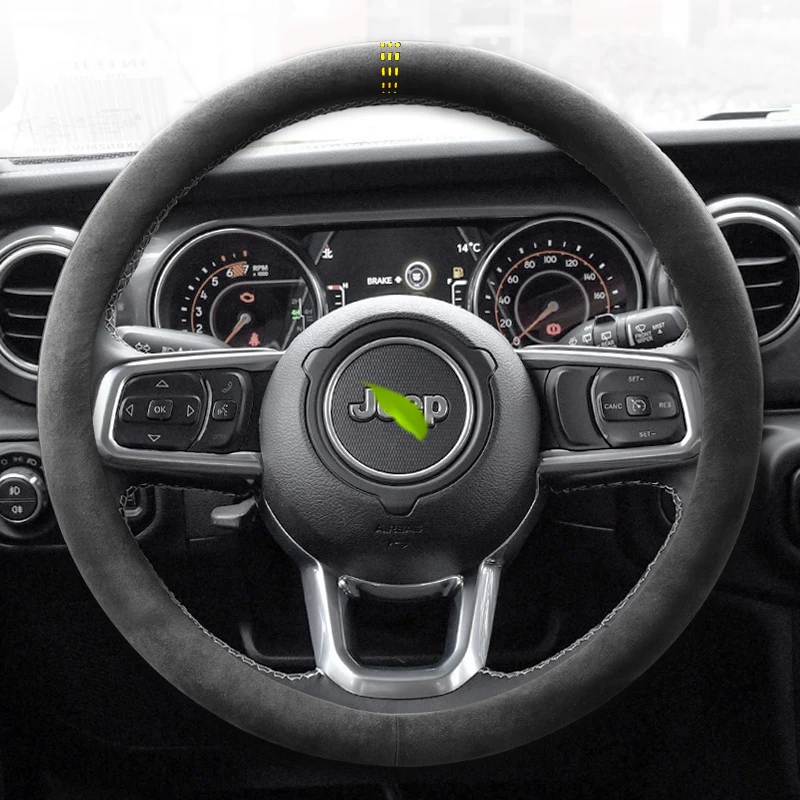 

Для Jeep Compass Grand Cherokee Cherokee Wrangler Нескользящий четырехсезонный универсальный замшевый чехол на руль автомобильный аксессуар