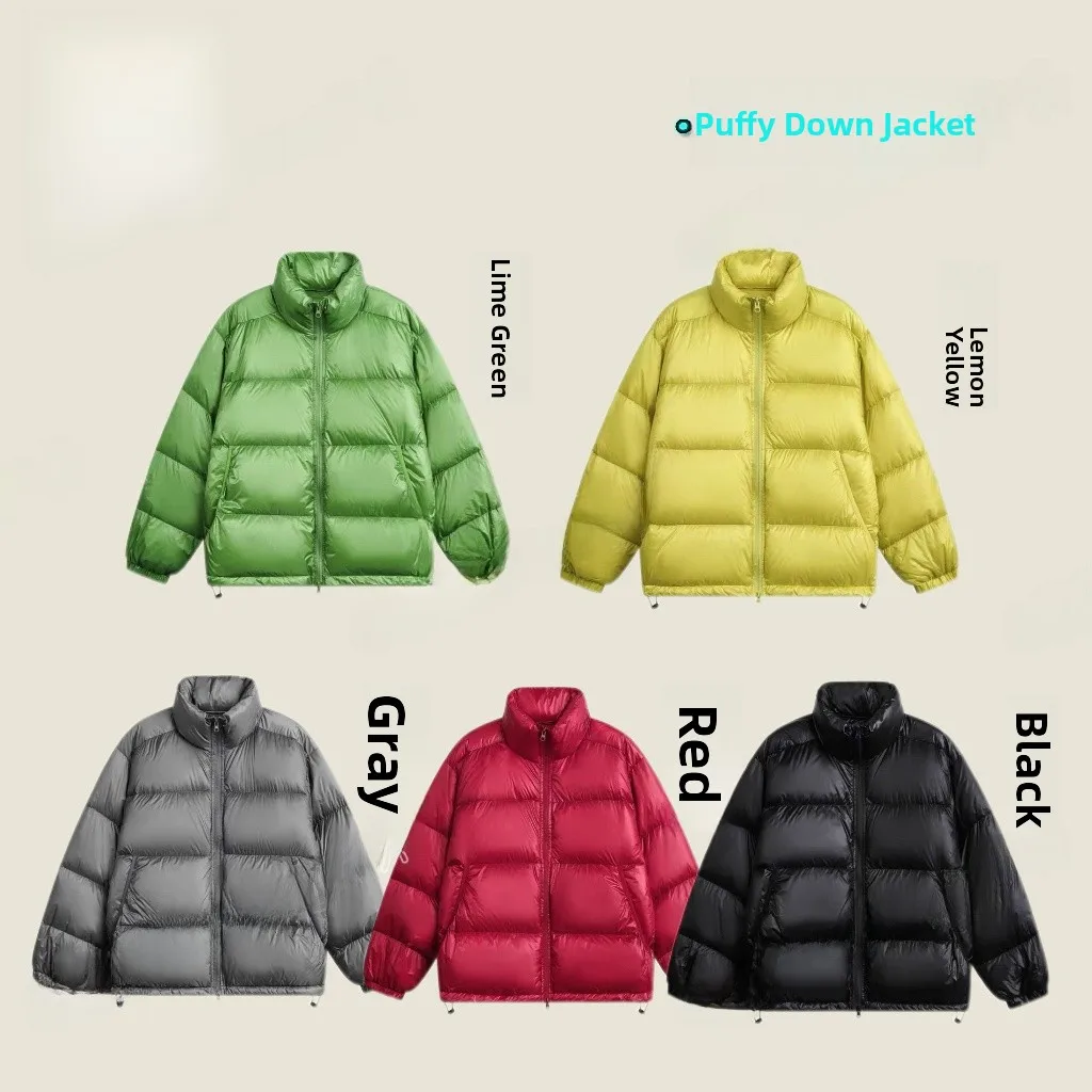 

Однотонная белая пуховая куртка 90% пух, мужская свободная теплая куртка-пуховик, женское модное брендовое повседневное пальто