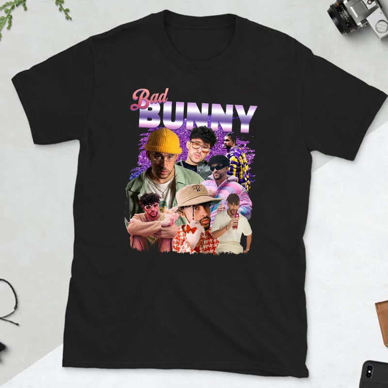 Bad Bunny Women T Shirt Hip Hop Tees Streetwear Cool Men Clothing Hip-hop Hipster T-shirt Harajuku Tops Tee for Male O-neck