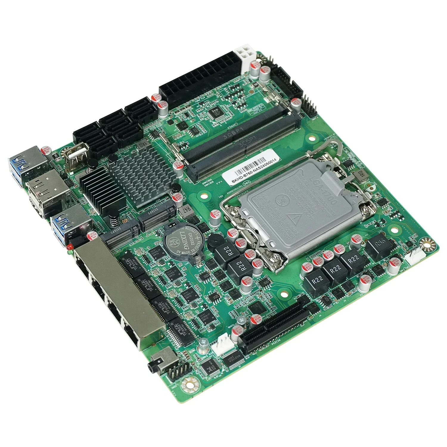 Carte mère B760 8 baies NAS, Intel 12-14th, Isabel LIncome 1700, 8 * SATA, 2 * NVMe, 4*2.5G, 1 * PCIEX4, 2 * DDR5, routeur pare-feu, carte mère 17x17