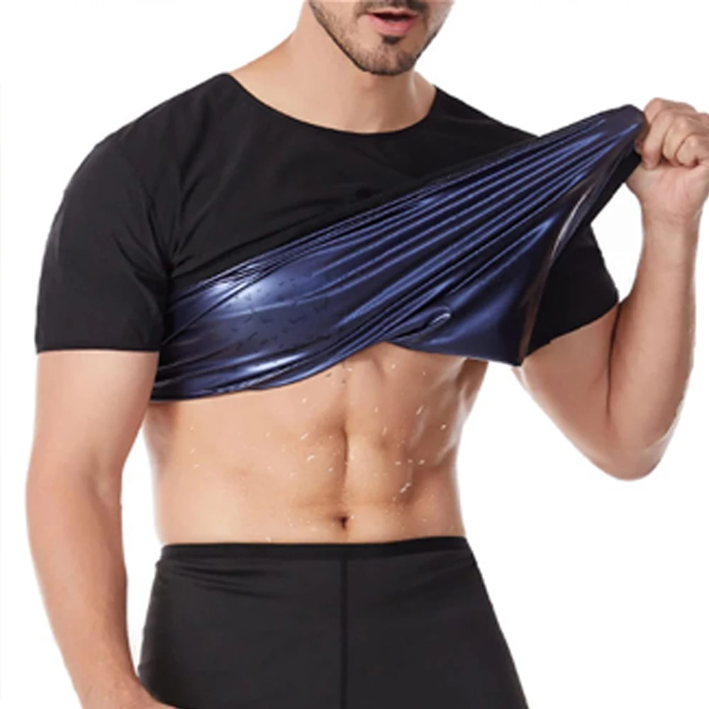 1PCS 5X Sweat Sauna Shirt for Men, Short Sleeve Compression Shapewear, Slimming Body Shaper Top for Belly Fat & Chest Toning