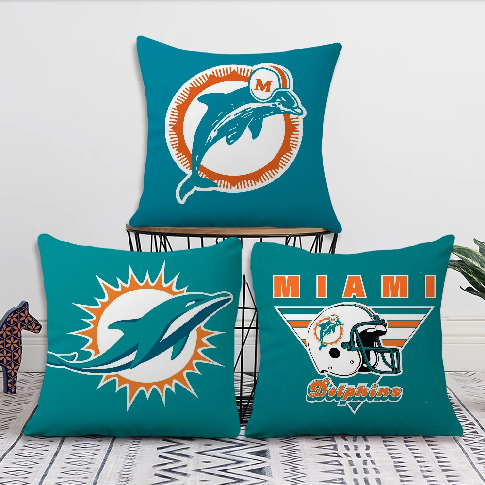 M-Miami D-Dolphins Club Living Room Sofa Super Soft Cushion Cover Suitable For Home Bedroom Room Decoration pillowcase