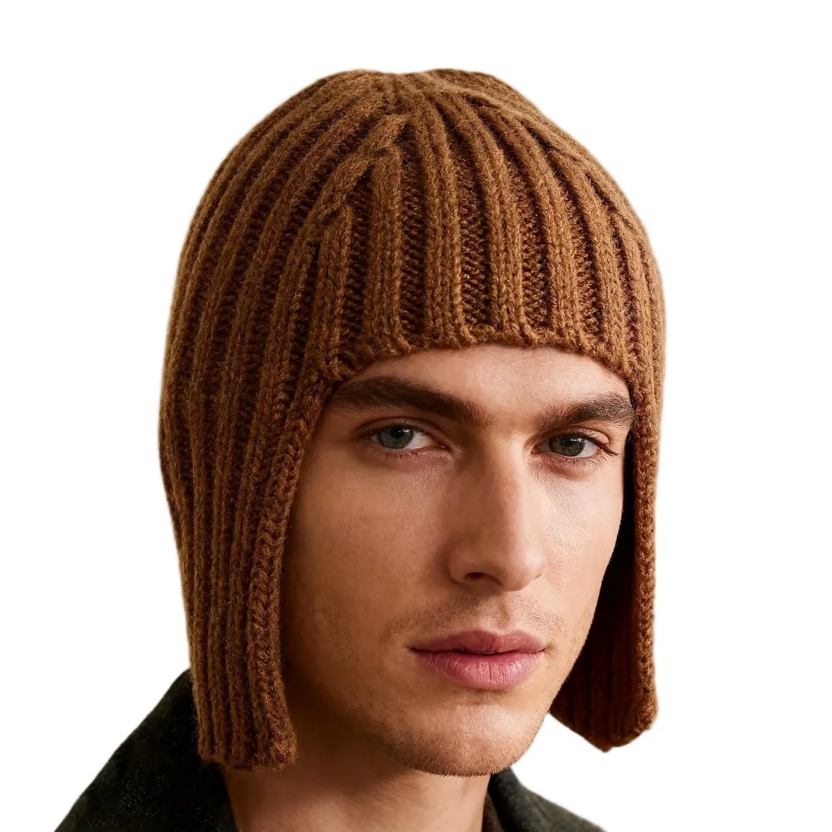 Hot Girl Perücke Strickmütze für Damen, warmer Gehörschutz für Herbst und Winter, Kopfbedeckung, modische Wollmütze im Einkaufsstil – Detail 13