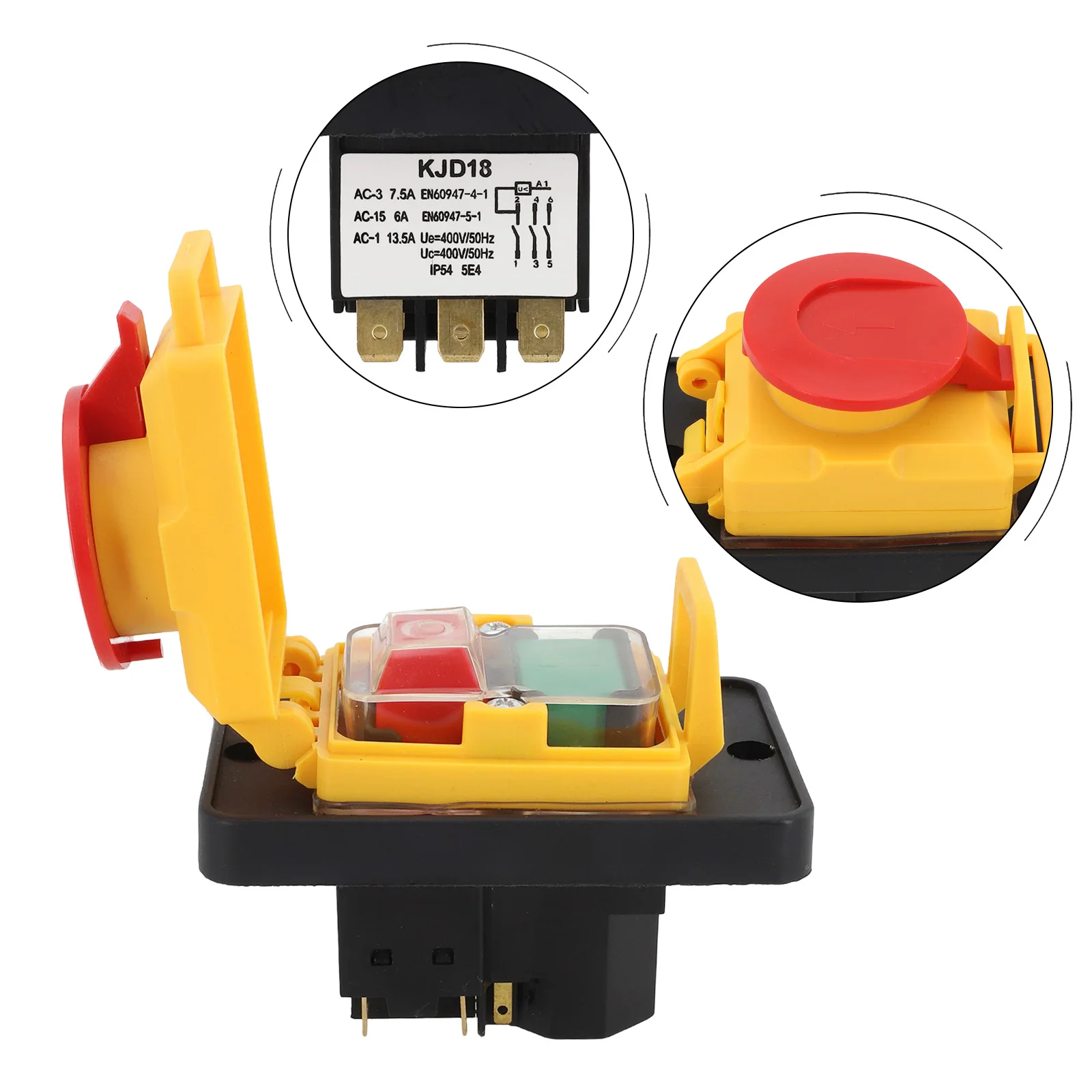 7Pins Electromagnetic KJD18 Switch Damp Conditions 50000 Operating Cycles Electromagnetic Button IP54 Protection Degree