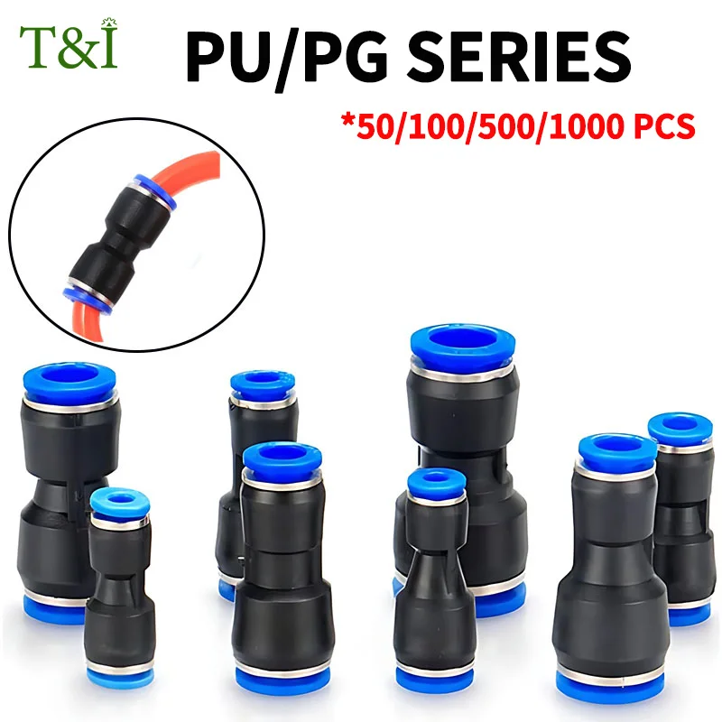 

50/100/500/1000 PCS Quick Connector PU Straight Through PG Variable Diameter Pneumatic Component Pipe Conversion Quick Connector