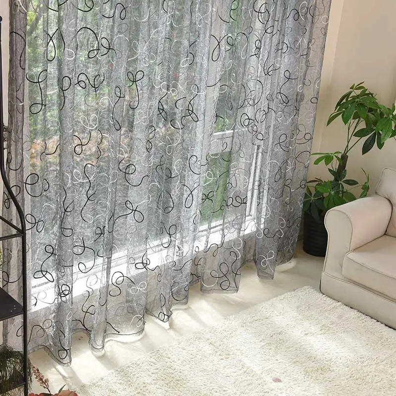 Koszerű embroidered Tüll curtains számára Eleven szoba csíkos Kivétel nélküli Függöny számára Hálószoba ablum Ablakredőny Géz Szádfal haza dekorációs