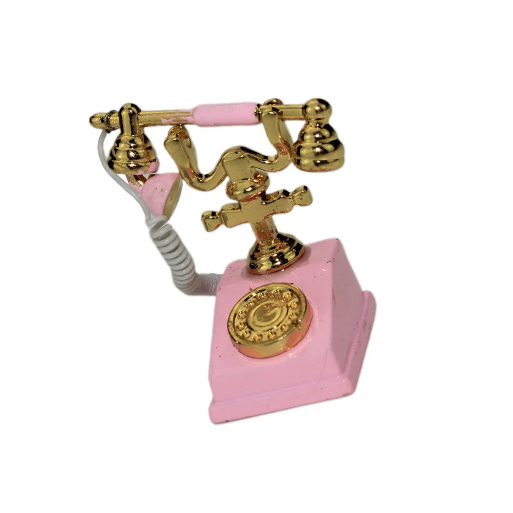 

Phones Landline Toy House Mini Alloy Household Decor Retro Home Accesories Vintage Rotary