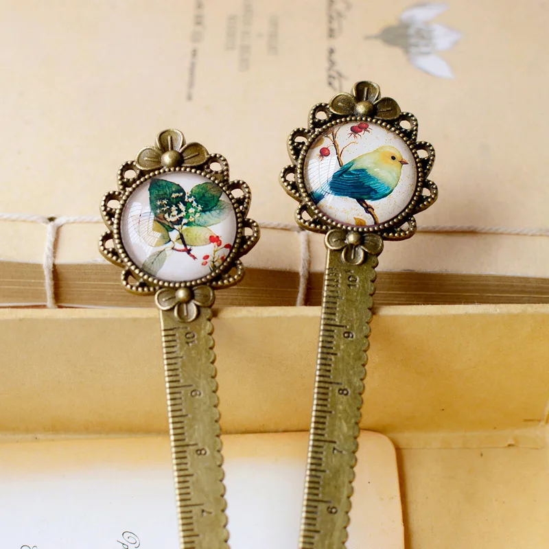 Creative Retro Flowers Metal Birds Bookmark for Students Stationery School Student Gift Office Supplies