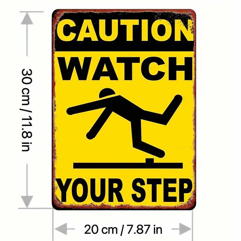 قطعة واحدة، علامة القصدير، التحذير: ذهن خطوتك - لوحة القصدير مناسبة لغرفة النوم، البار، المرآب، الحديقة، الديكور الخارجي، ديكور الحائط، #2