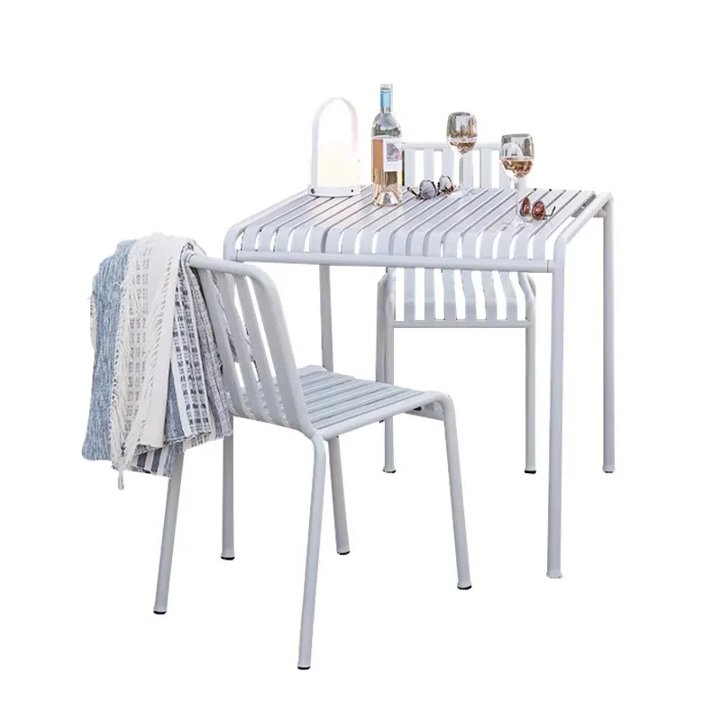 Simple white outdoor garden chair balcony milk tea shop cafe leisure table and chair combination