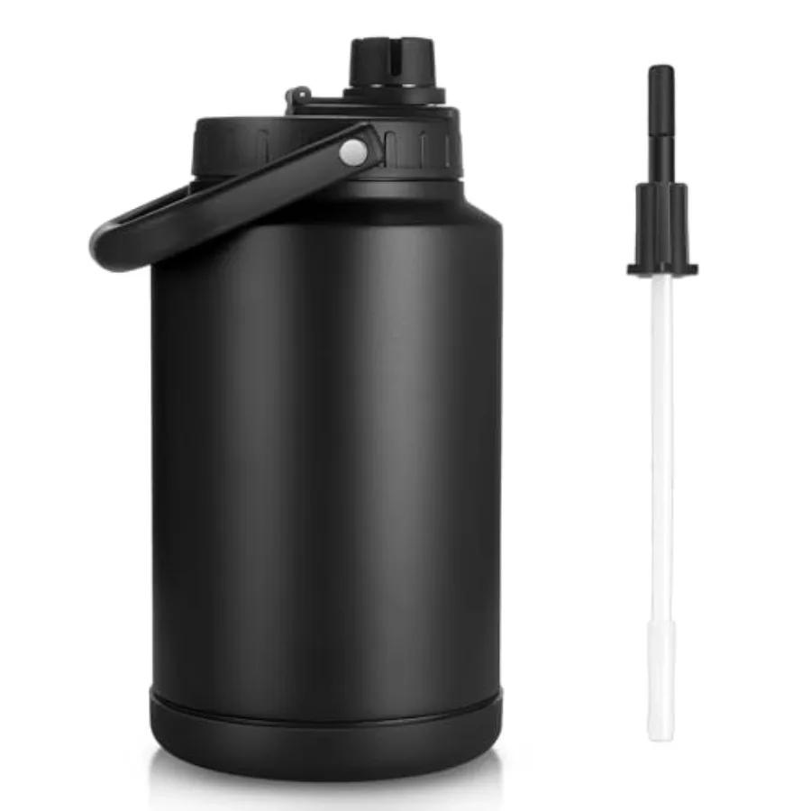 1 Gallon Insulated Water Jug wtih Straw Stainless Steel Large Sports one Gallon Water Bottle for Travel Hiking Camping