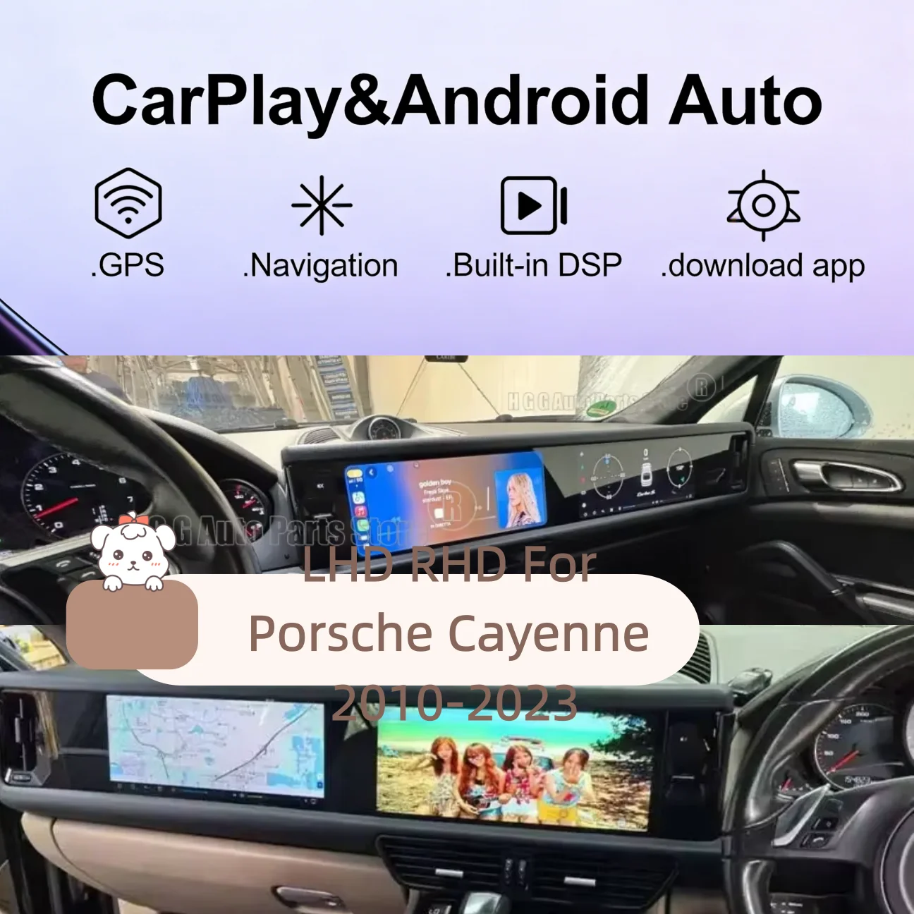 

12.3+12.3-дюймовый Android Carplay LHD RHD для Porsche Cayenne 2010-2023, обновленный мультимедийный видеоплеер с двумя экранами и навигацией