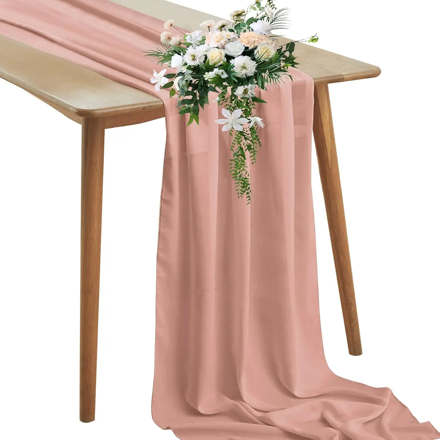 Chiffon Table Runner Dusty Pink Table Cloth 30x180cm Boho Romantic Table Decor Wedding Birthday Bridal Valentine's Day Party