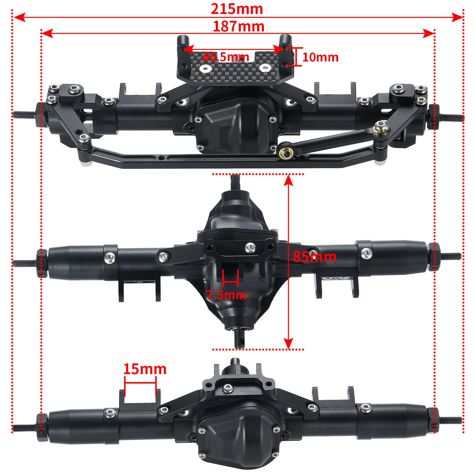 AXSPEED CNC Metal Portal Axle assale anteriore e centrale e posteriore completo asse dritto per 1/10 RC Rock Crawler Car Axial SCX10