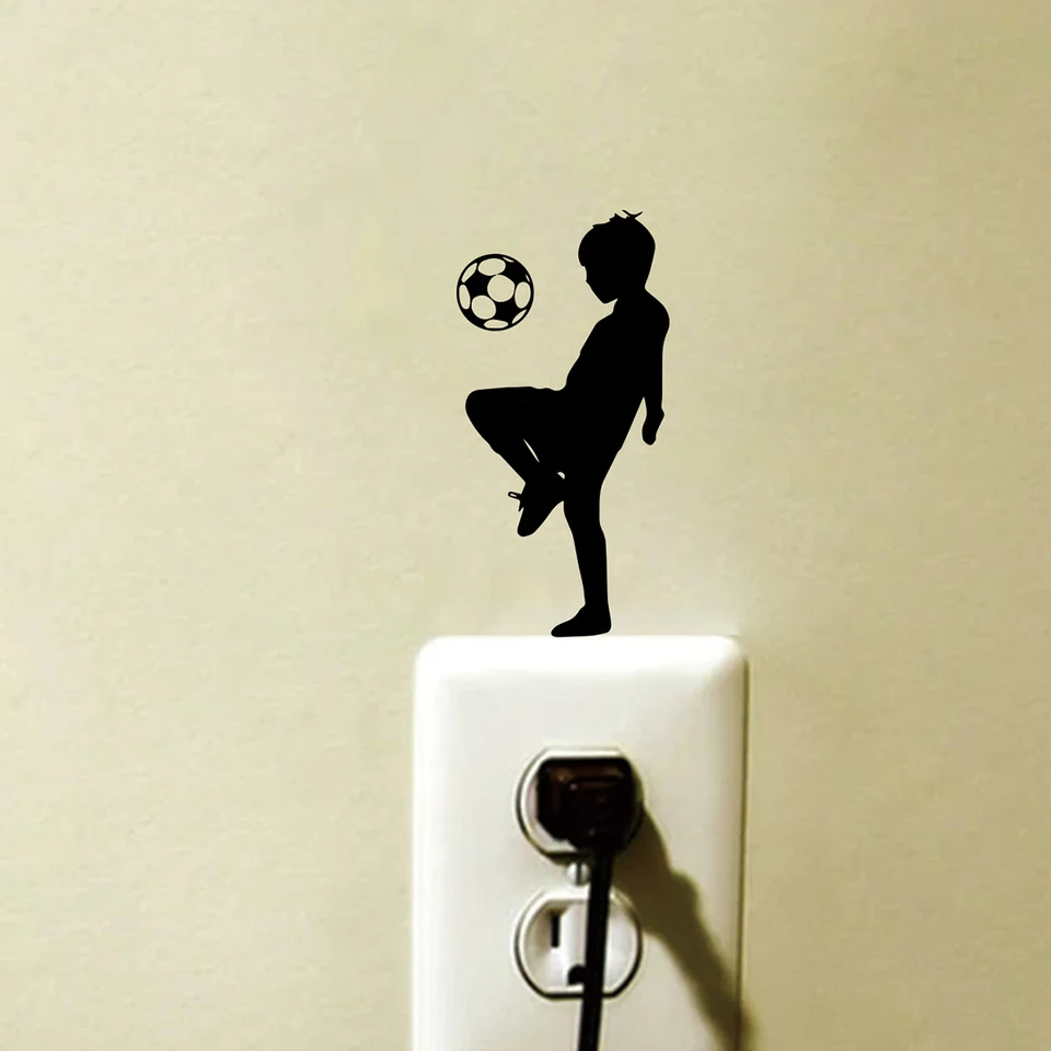 1pc Creative Football Youth Kick Ball Sticker with Knee Switch Waterproof Wall Stickers