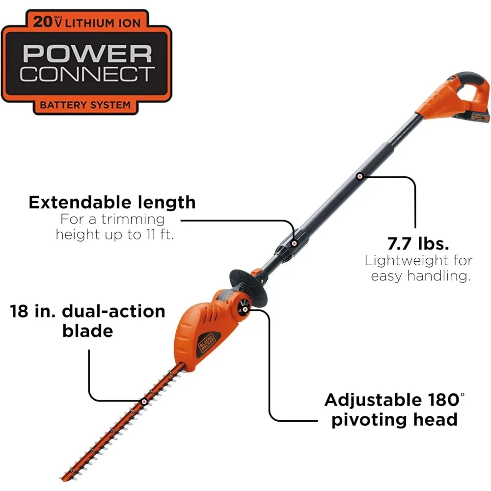 Cortasetos inalámbrico BLACK+DECKER 20V MAX, 18 pulgadas (LPHT120)