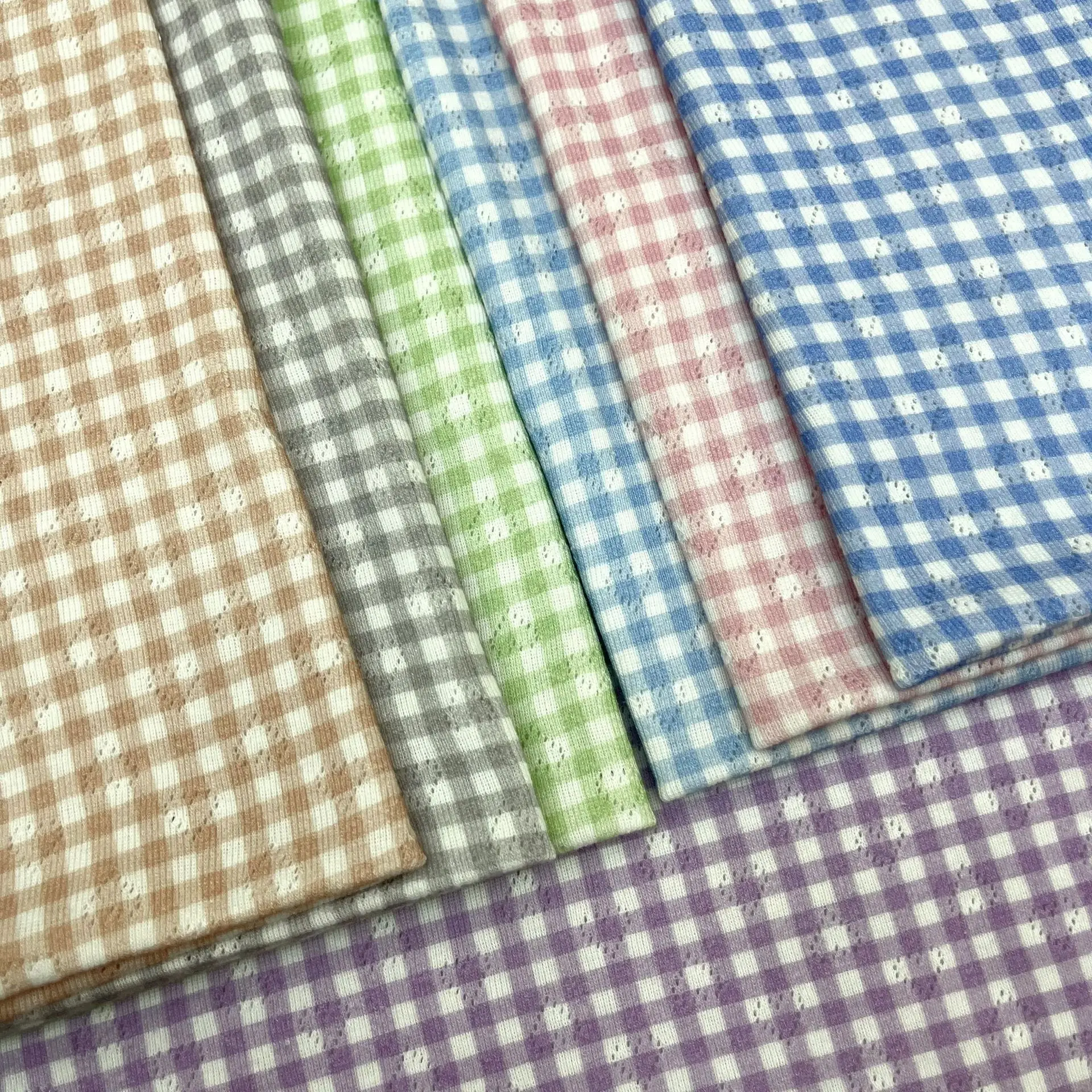 

Вязаная ткань с романтическим сердечком - эластичный клетчатый материал из смеси хлопка для одежды своими руками