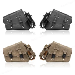 Retro fashion buckle water bottle bag saddle bag storage bag side travel tool bag waterproof PU leather motorcycle universal