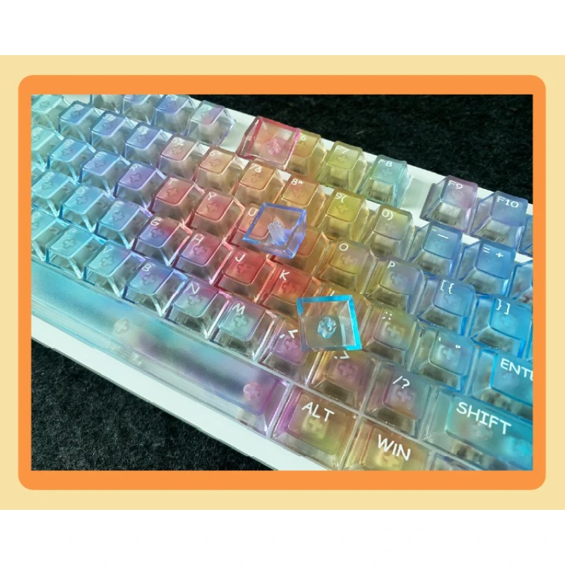 مجموعة أغطية مفاتيح قوس قزح قزحي الألوان لملحقات لوحة المفاتيح الميكانيكية 119 مفتاحًا ارتفاع الكرز أغطية مفاتيح شفافة غطاء مفاتيح متين للكمبيوتر الشخصي #1