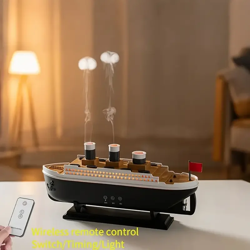 Großhandel Quallen Schiff Modell Aroma Diffusor mit Fernbedienung Rauchring Luftbefeuchter