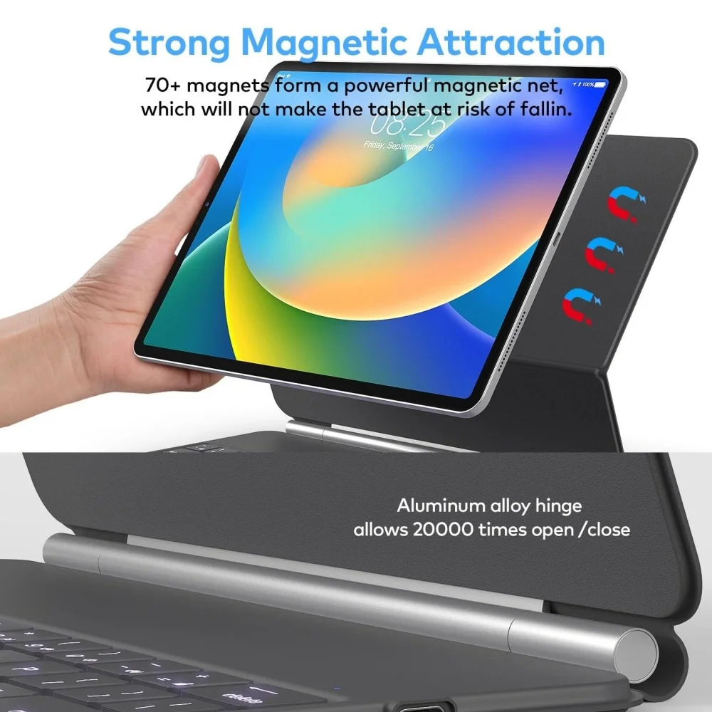 

Smart Pogo Pin Keyboard Case for iPad Air 13 M3 2025 M2 2024 Magic-Style Magnetic Keyboard for iPad Pro 12.9 Trackpad teclado