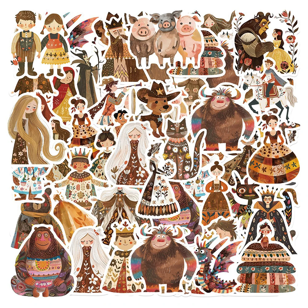 

10/30/50pcs Kawaii Fairy Tale Characters Stickers Cute Cartoon Decals DIY Stationery Notebook Phone Vintage Graffiti Decals Toy