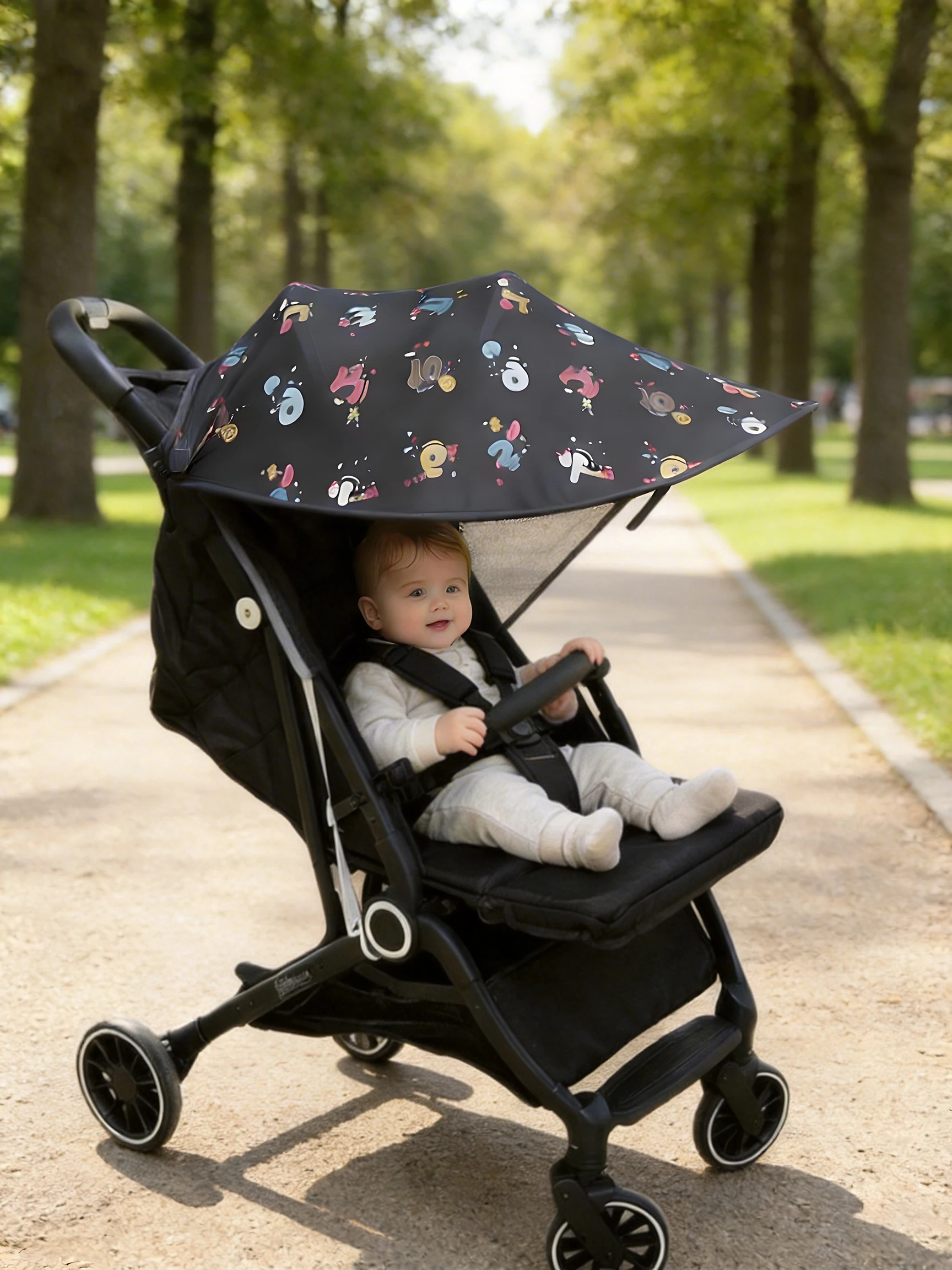 

Универсальный солнцезащитный козырек для нескольких моделей детских колясок, защита от солнца и света для путешествий с малышом, складной и дышащий, с мультяшным принтом в стиле Ins.