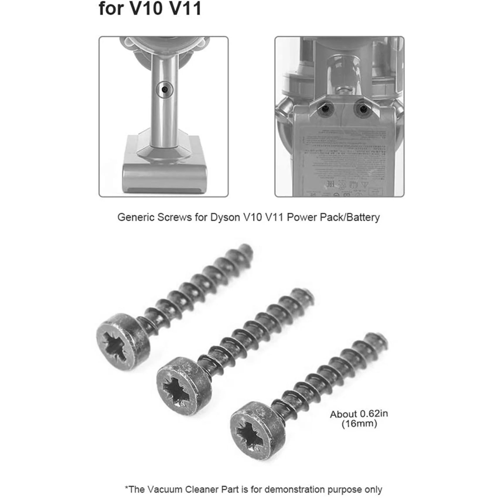 CKFAM-Set Of 6 Screws For Dyson Cordless V6 V7 V8 V10 V11 Vacuum Cleaner Power Pack/Battery