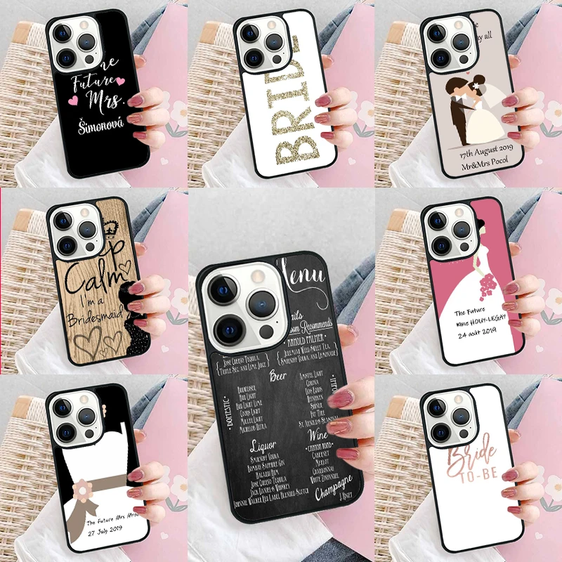 Personalised Wedding Bride groom Name Phone Case Cover for iPhone 16 Promax 15 Pro 13 14 Plus 11 12 Mini XR XS MAX Coque