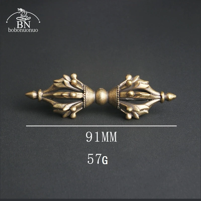 Vintage Copper Vajra Pestle Feng Shui Ornament Religious Collection Buddha Instrument Home Decorations Antique Brass Desk Decors