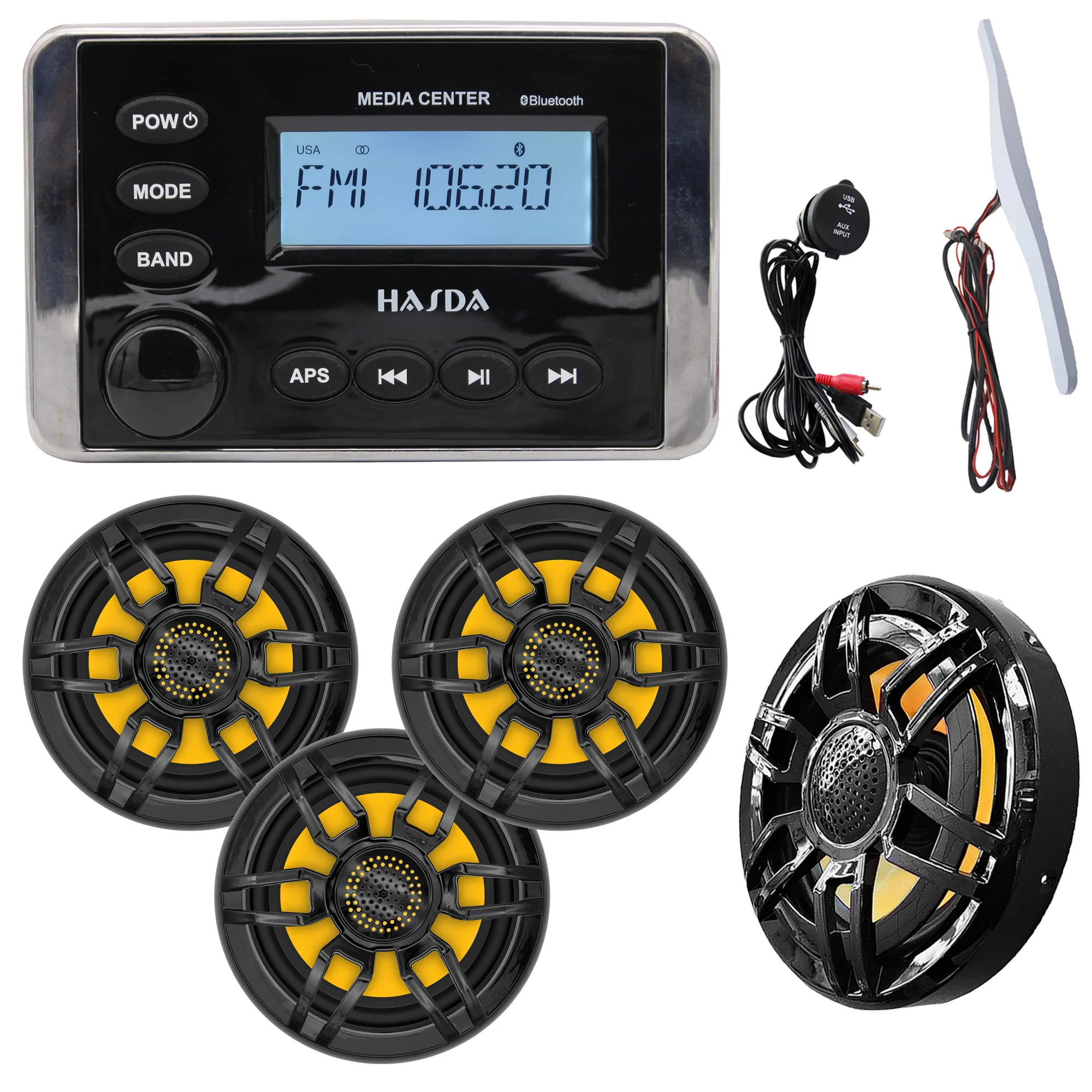 

Waterproof Marine 8 Inch Speakers H-068*4+Bluetooth MP3 Radio H-336+USB Date Cable+antenna SUIT