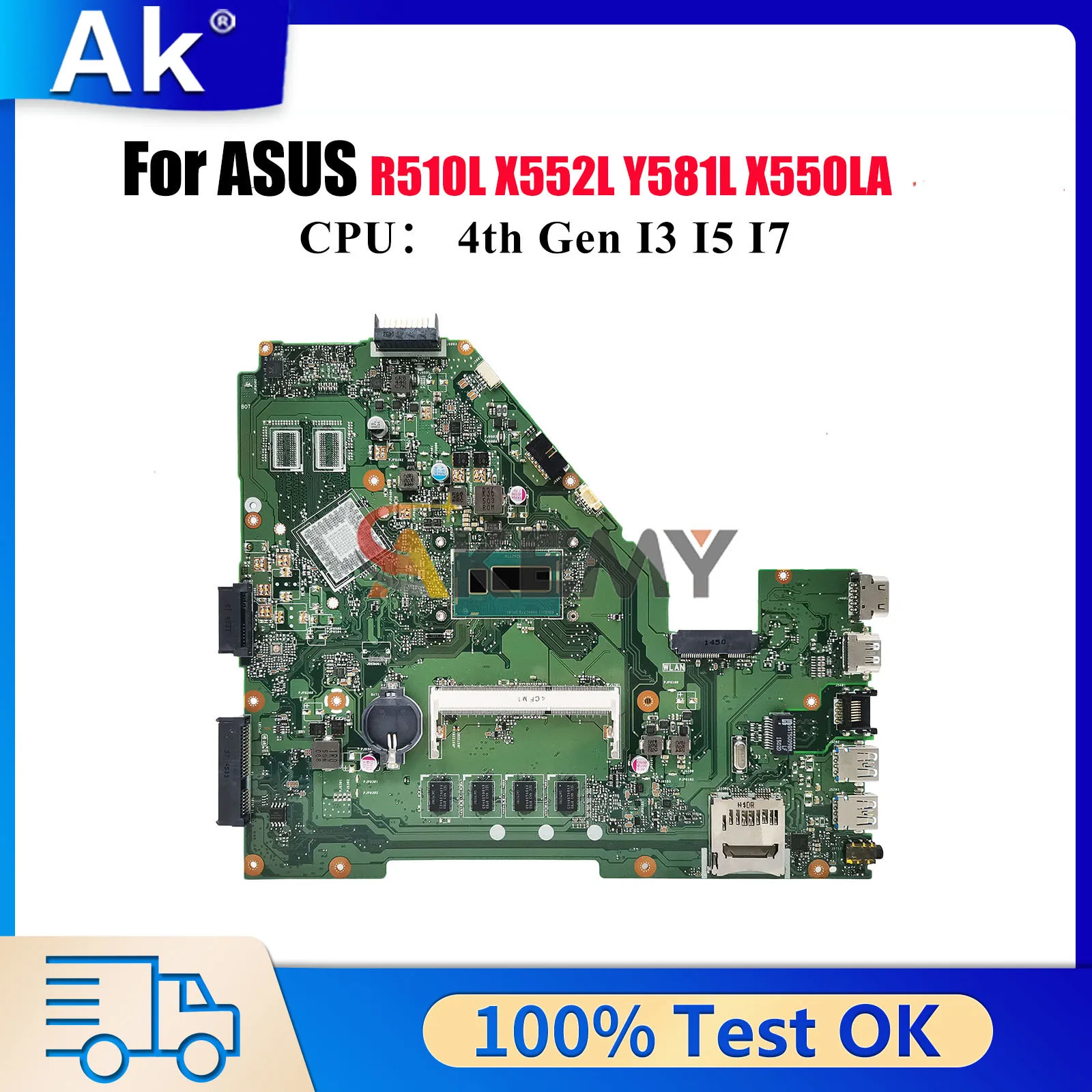 

Материнская плата для ноутбука X550LA ASUS VivoBook X550LB X550LC X552L Y581L X550L X550LN R510L X550LD с процессором I3 I5 I7 stk