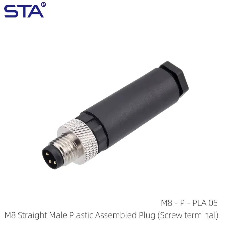 M8 Aviation Plug Straight/Right Angled Male Female Industrial Field Installable Cable IP67 Waterproof Connector Screw 3 4 Pin