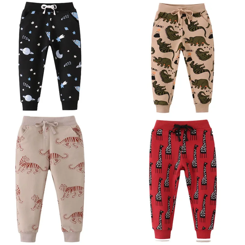 

Jumping Meters 2-7T Long Pants Boys Sweatpants Space Print Drawstring Toddler Kids Trousers Full Length Pants Baby Autumn Spring