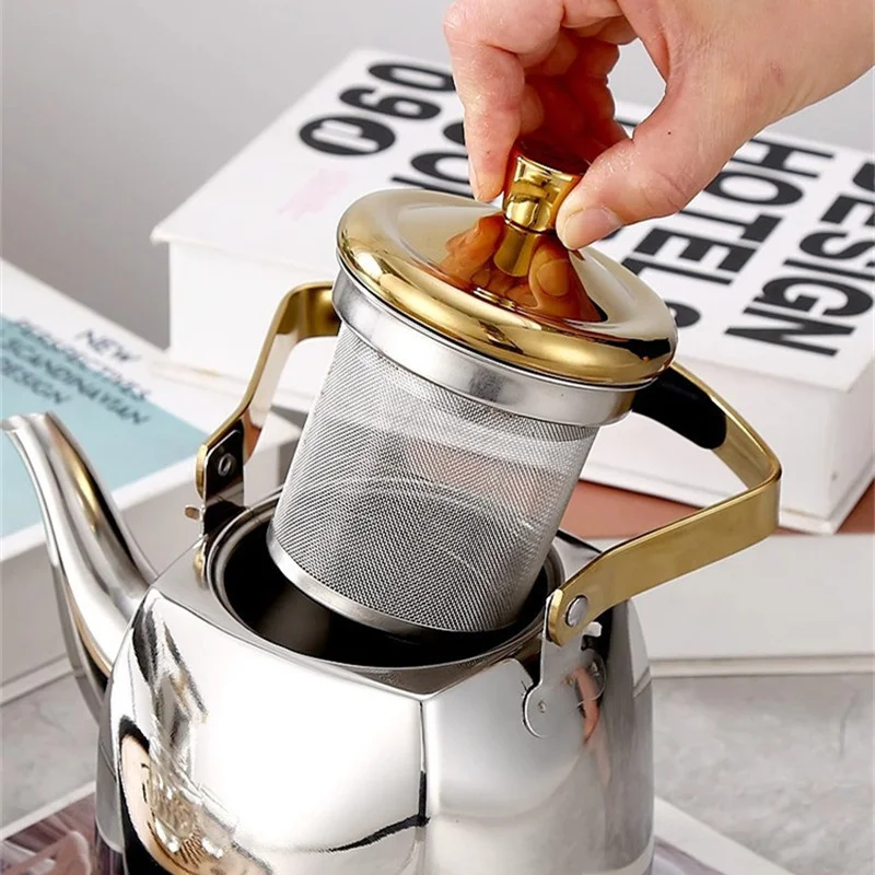 1L/1.5L Square Stainless Steel Teapot Kettle with Strainer Large Capacity Water Ketter for Electric Ceramic Cooktop/Gas Stove view 5