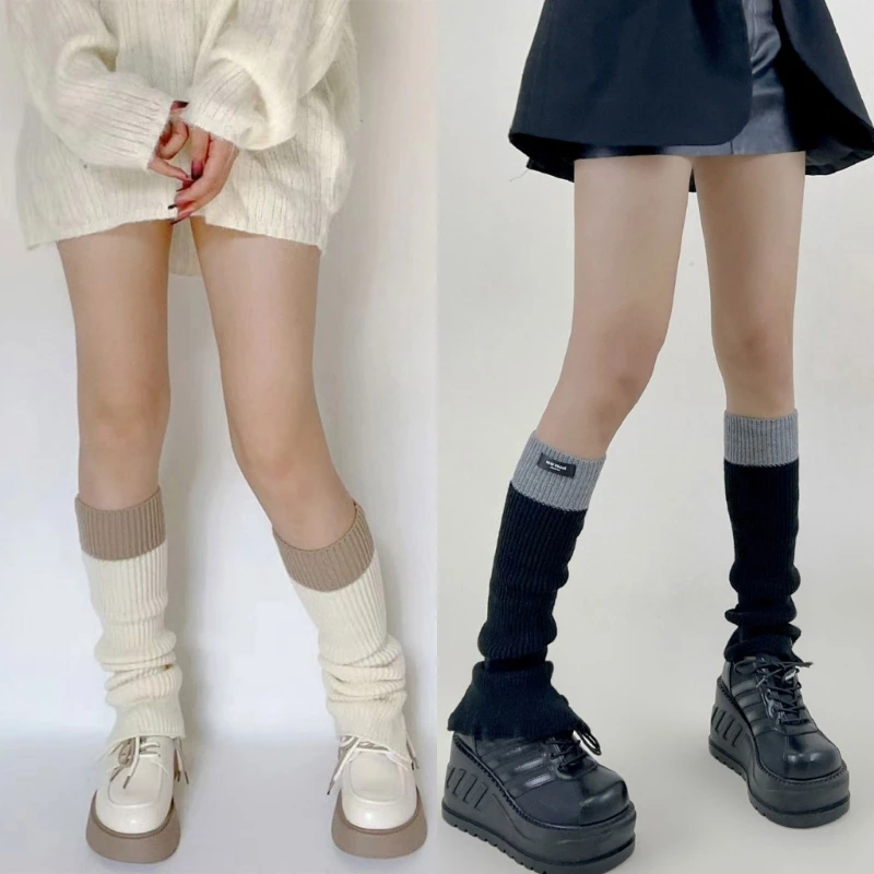 Calzini Casual giapponesi da donna Y2k Harajuku scaldamuscoli calzini caldi con polsini per stivali