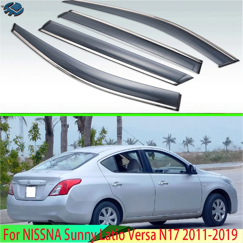 For NISSNA Sunny Latio Versa N17 2011-2019 Plastic Exterior Visor Vent Shades Window Sun Rain Guard Deflector 4pcs 2015 2016